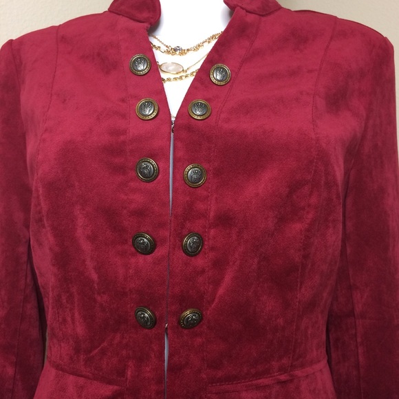 Vintage blazer jacket cropped wine top fitted - Picture 2 of 8
